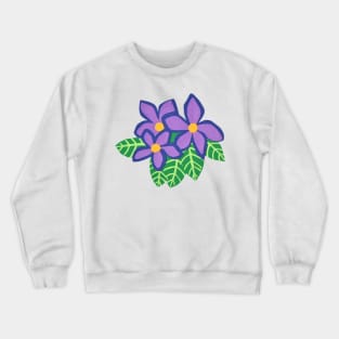 Flowers Purple Hawaiin with Green Leaves Paper Cut Out Crewneck Sweatshirt